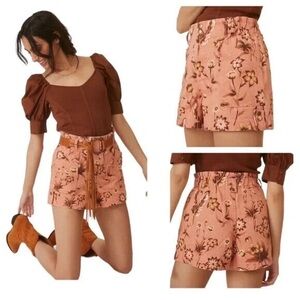 Anthropologie Womens Peach Jessie Printed Utility Shorts Butterflies 10